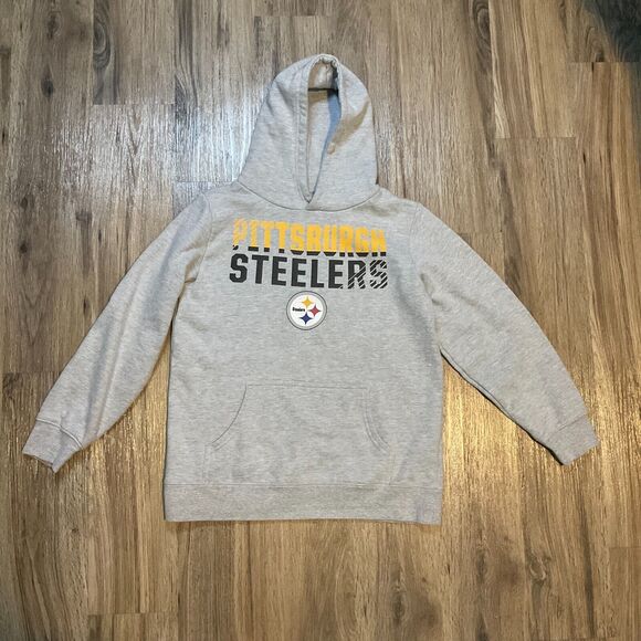 Pittsburgh Steelers Hoodie‎ Pullover Sweatshirt Gray Kids Youth Size Large - Picture 1 of 6